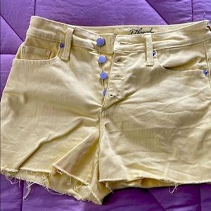 Yellow high rise denim shorts size 2